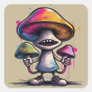Sticker Carré Trippy Toadstool