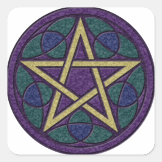 Sticker Carré Triquetra de Pentacle pourpre (Devant)