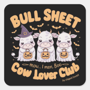 Sticker Carré Trois adorables vaches fantômes habillées pour Hal