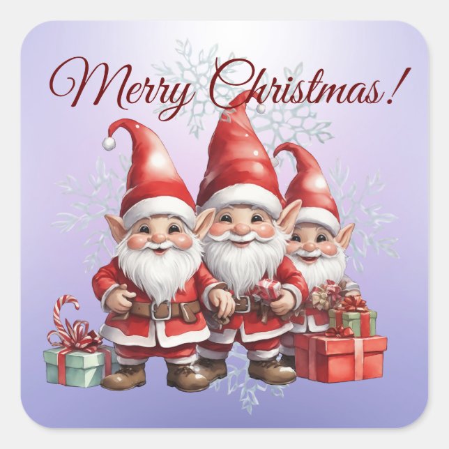 Sticker Carré Trois bro, trois gnomes - Joyeux Noël ! (Devant)
