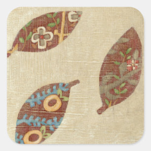 Sticker Carré Trois Feuilles sur l'Arrière - plan Texture Linen