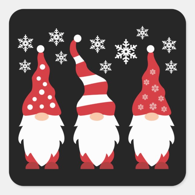 Sticker Carré Trois Gnomes Pour Les Vacances (Devant)