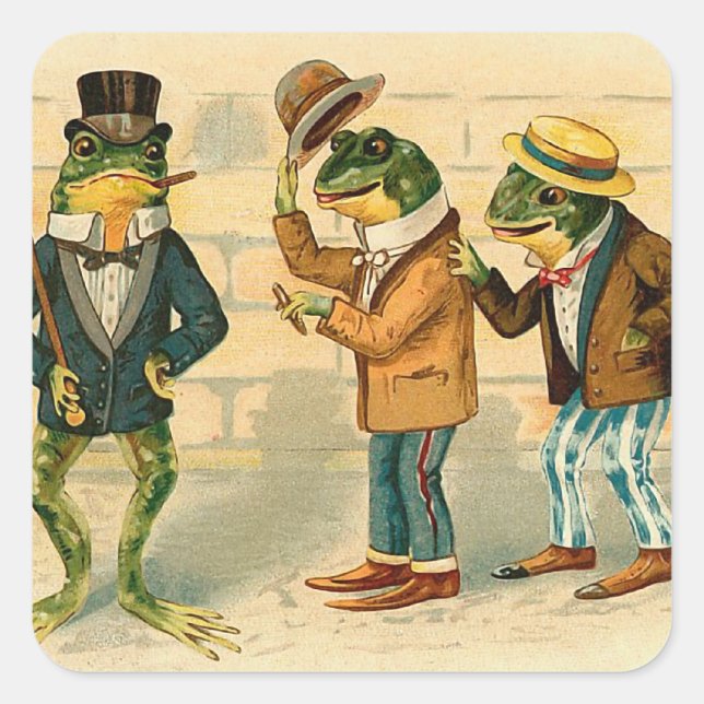 Sticker Carré "Trois grenouilles sociables" (Devant)