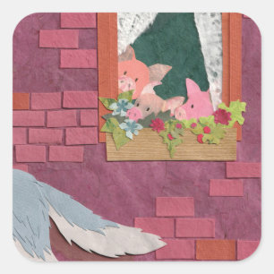 Sticker Carré Trois petits cochons