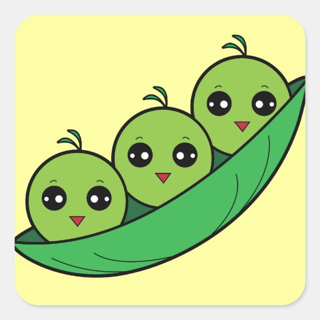 Sticker Carré Trois petits pois dans un pois (Devant)