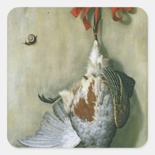 Sticker Carré Trompe l'Oeil avec perdrix, 1666