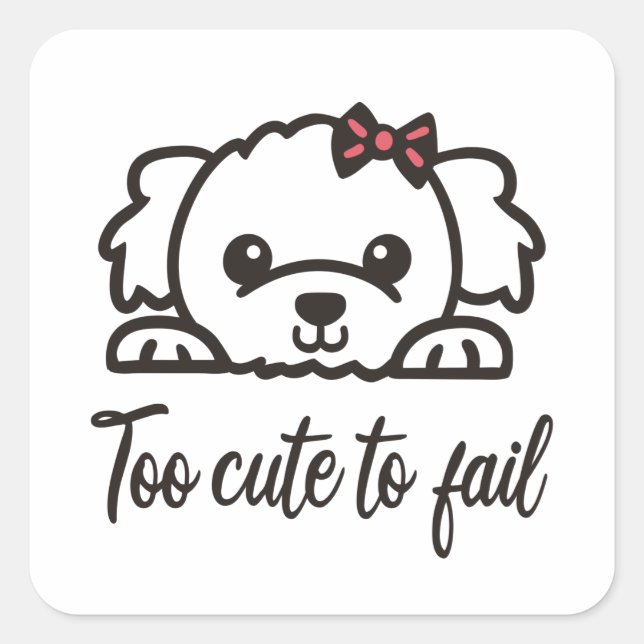 Sticker Carré Trop mignon pour échouer(4) (Devant)