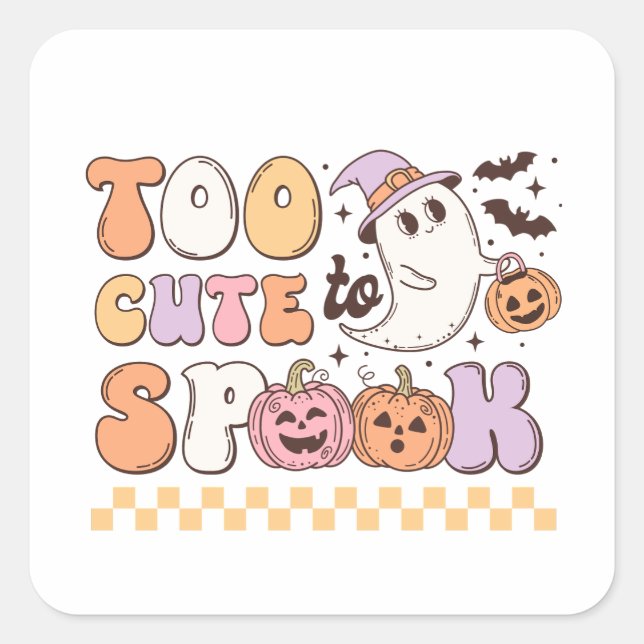 Sticker Carré Trop mignon pour parler Halloween (Devant)