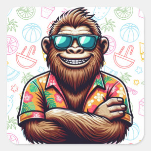 Sticker Carré Tropical/beach yeti/bigfoot