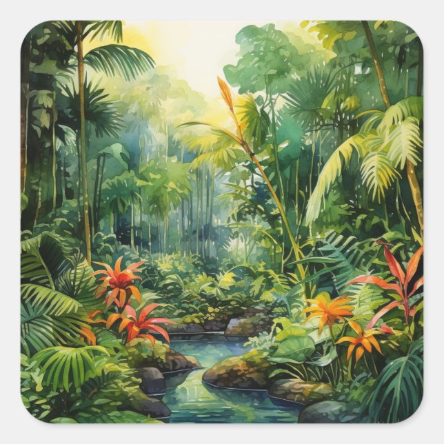 Sticker Carré Tropical Forest (Devant)