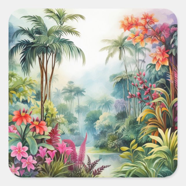 Sticker Carré Tropical Forest (Devant)