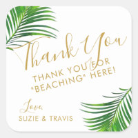 Tropical Green Palm Feuille Merci Favor
