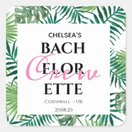 Sticker Carré Tropical Summer Leaf Bachelorette Crew Party