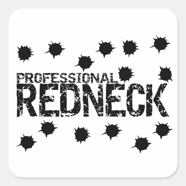 Sticker Carré Trou à puces Redneck professionnel (Devant)