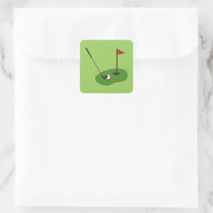 Sticker Carré Trou de golf avec drapeau