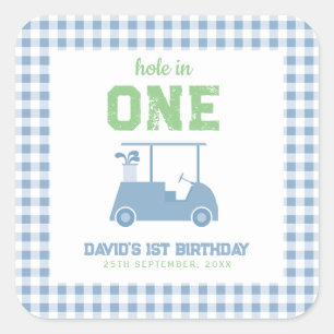 Sticker Carré Trou en un Par Tee Boy 1er Anniversaire