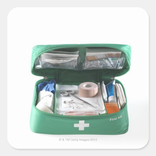 Sticker Carré Trousse de premiers soins. (Devant)