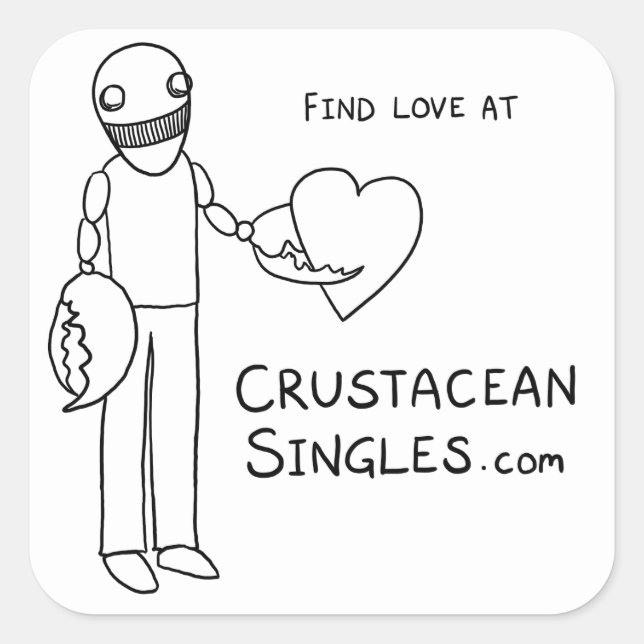 Sticker Carré Trouvez l'amour sur CrustaceanSingles.com (autocol (Devant)