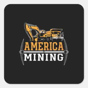 Sticker Carré Trucker minier Amérique mine mine charbon Truck