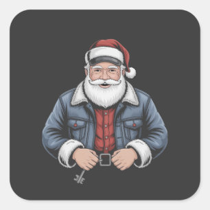 Sticker Carré Trucker Santa Claus Funny Camion Conduite Noël