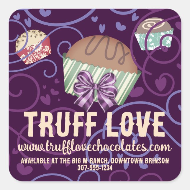 Sticker Carré Truffe chocolatée fantaisie confections florissant (Devant)