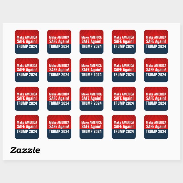 Sticker Carré Trump 2024 Rendre l'Amérique en sécurité (Feuille)