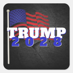 Sticker Carré TRUMP 2028 avec drapeau américain