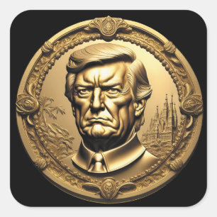 Sticker Carré TRUMP CGI Collectif Gold Art-Coin Doubloon