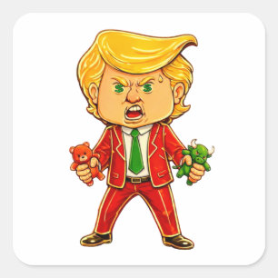 Sticker Carré Trump heureux drôle Trump investit Trump dessin an