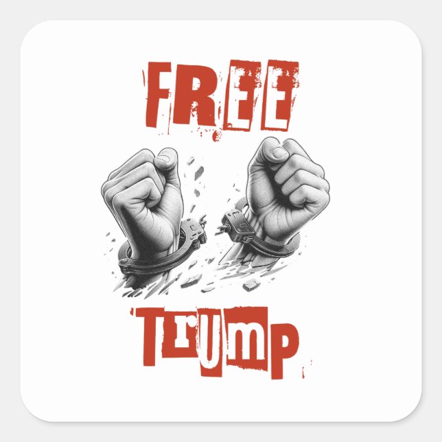 Sticker Carré Trump libre - menottes (Devant)