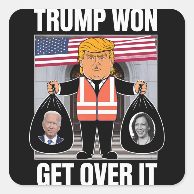 Sticker Carré Trump remporte l'élection Maga Won 2024 (Devant)
