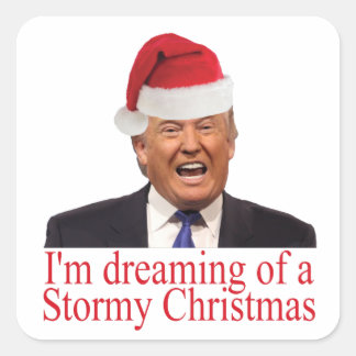 Sticker Carré Trump, rêve d'un Noël orageux