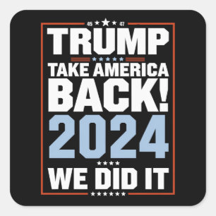 Sticker Carré Trump USA Drapeau Président 47 Trump