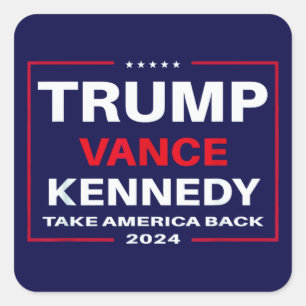 Sticker Carré Trump Vance Kennedy : Reprenez l'Amérique en bleu