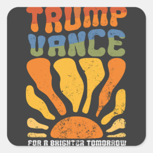 Sticker Carré Trump Vance pour un avenir meilleur Retro Boho
