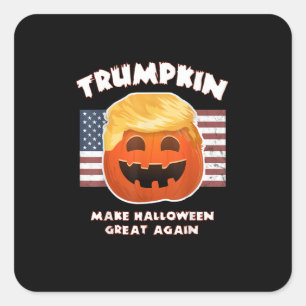 Sticker Carré Trumpkin Funky Citrouille Pie Pun Libéraux América