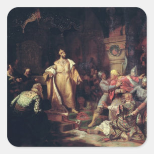 Sticker Carré Tsar Ivan III Déchirer l'acte de Tatar Khan