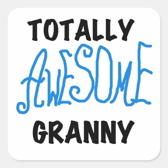 Sticker Carré Tshirts et cadeaux bleu Granny absolument géniaux (Devant)