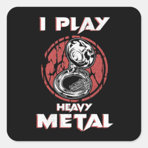 Sticker Carré Tuba Cadeaux Lourds Métal Marching Band Sousaphon