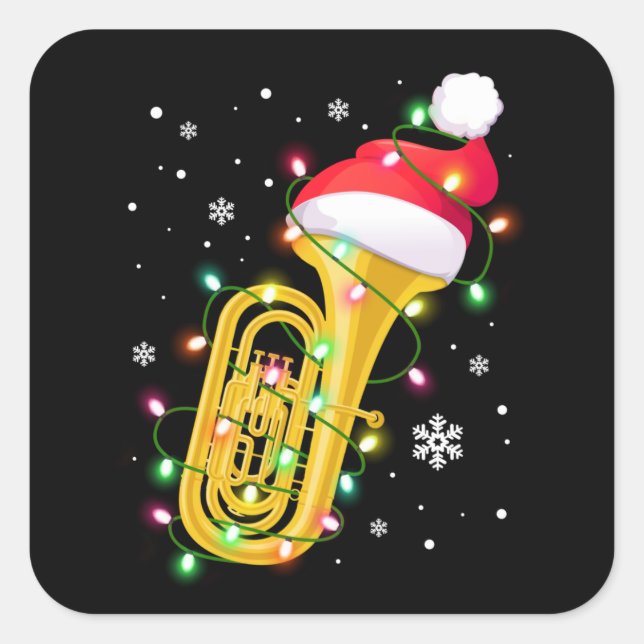 Sticker Carré Tuba Christmas Shirt Funny Marching Band Geek Holi (Devant)