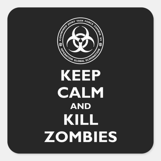 Sticker Carré Tuer des zombies (Devant)