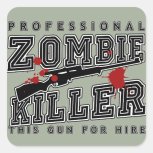 Sticker Carré Tueur Zombie professionnel