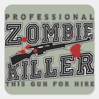 Sticker Carré Tueur Zombie professionnel