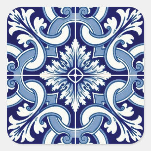 Sticker Carré Tuile bleue portugaise