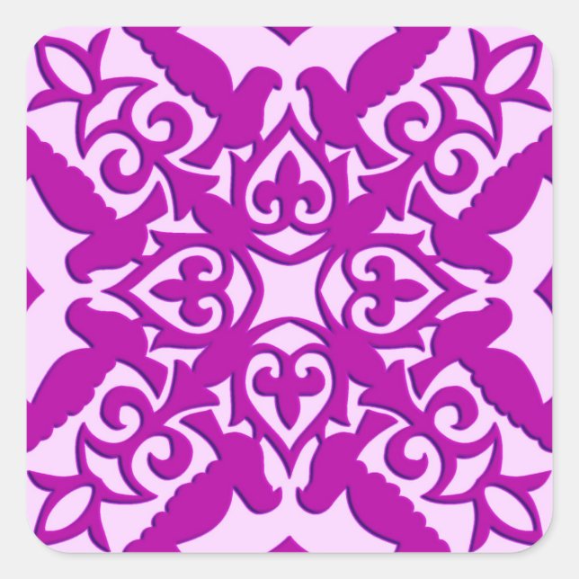 Sticker Carré Tuile marocaine - orchidée profonde et rose (Devant)