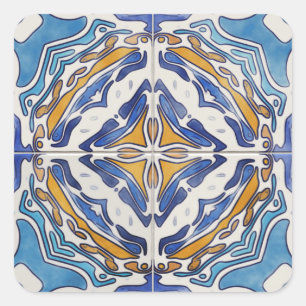 Sticker Carré Tuiles bleues