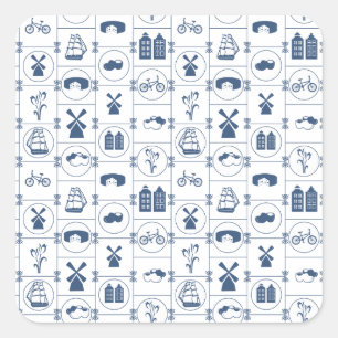 Sticker Carré Tuiles bleues néerlandaises