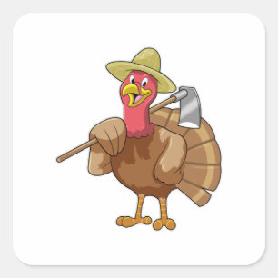 Sticker Carré Turkey as Farmer