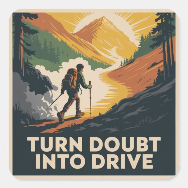 Sticker Carré Turn Doubt Into Drive (Devant)