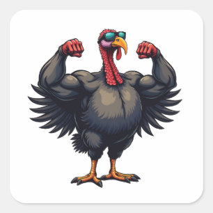Sticker Carré Turquie Bodybuilding Thanksgiving Day Gym entraîne